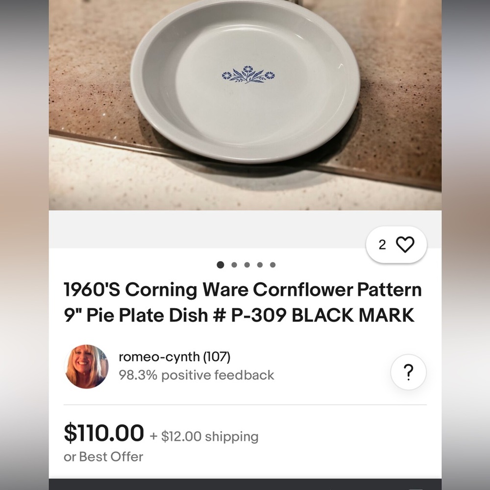 Corning Ware P309 9" pie plate